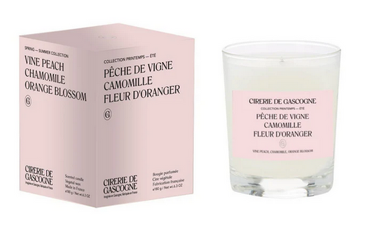 Bougie Pêche de vigne Camomille Fleur d'oranger - Cirerie de Gascogne